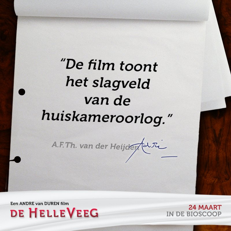 A.F. Th. van der Heijden's veelbelovende woorden over de verfilming van De Helleveeg: 

Nu in de bioscoop!