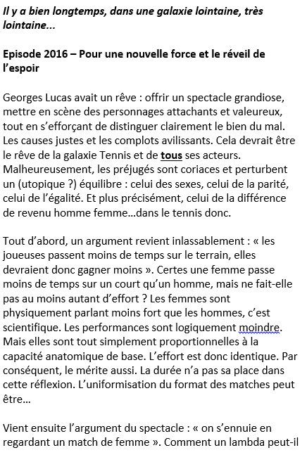 benjaminblot's tweet photo. Episode 2016 – Pour une nouvelle force et le réveil de l’espoir #PrizeMonney #ATP #WTA https://t.co/GoMYhVpnco