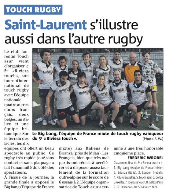 TouchAzur's tweet photo. Article de @Nice_Matin du jour (Éd.Cagnes) concernant le Riviera Touch 2016 du 12 mars #touchfrance #touchazur https://t.co/SmgI6e5kOJ