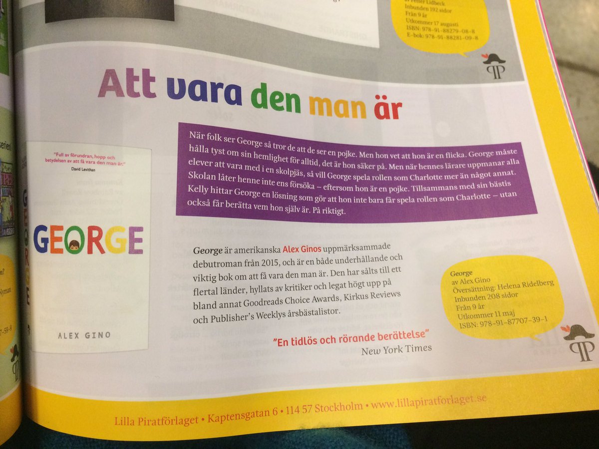 George av @lxgino kommer på svenska i maj. En av årets finaste böcker. #boktips <a href="/Lillapirat/">Lilla Piratförlaget</a>