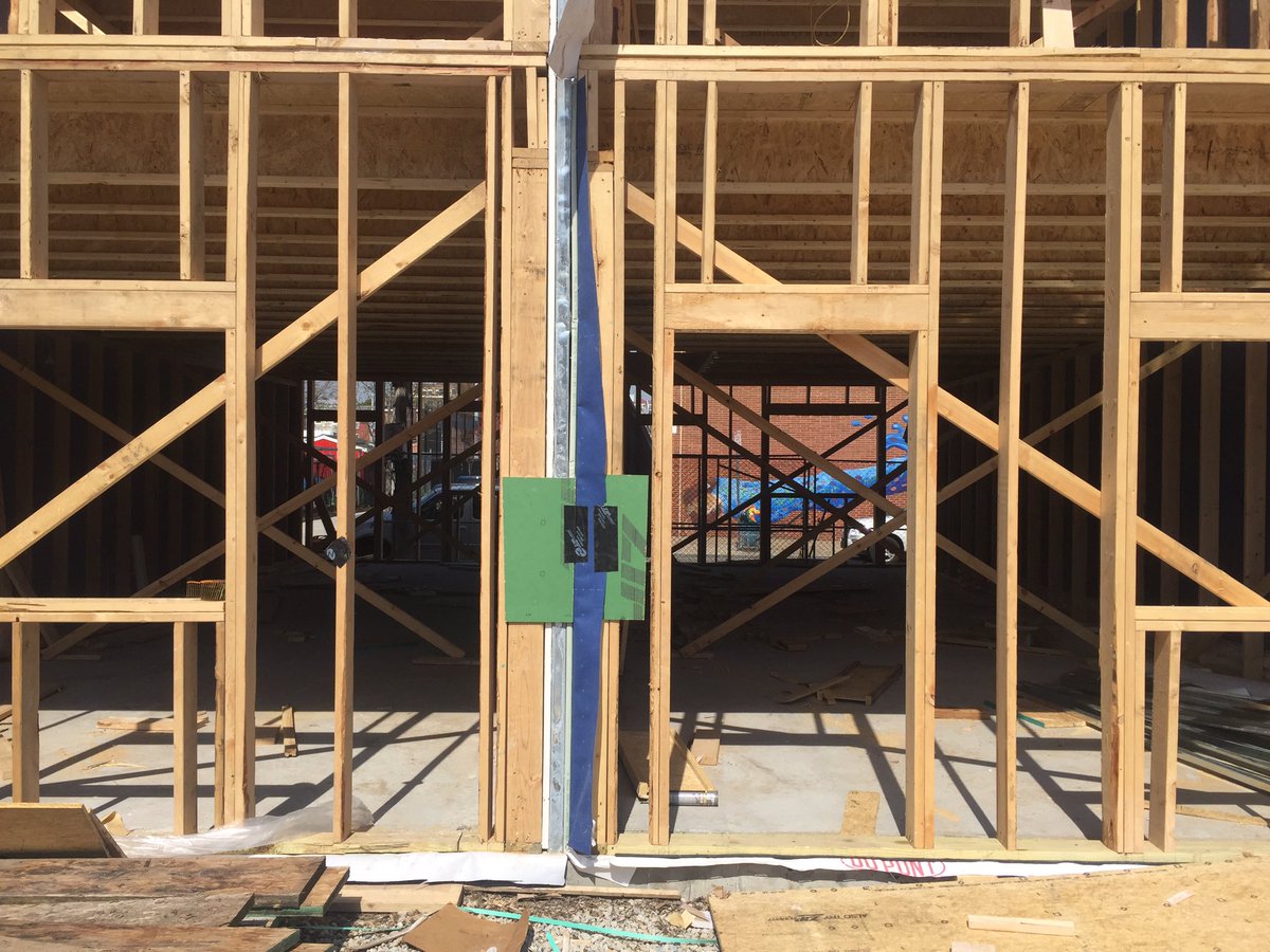 postgreenhomes's tweet photo. Getting our party wall air seal on with @HuberWood &amp; @SIGA_USA at #awesometownphilly. #lotsofdifferent https://t.co/rrtz65XkEr