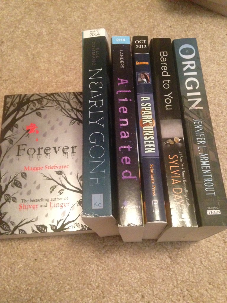 WordsAfterwards's tweet photo. Anyone interested?  #booksfortrade origin and bared to you are signed. Forever is UK edition. https://t.co/aFGrbNW14L