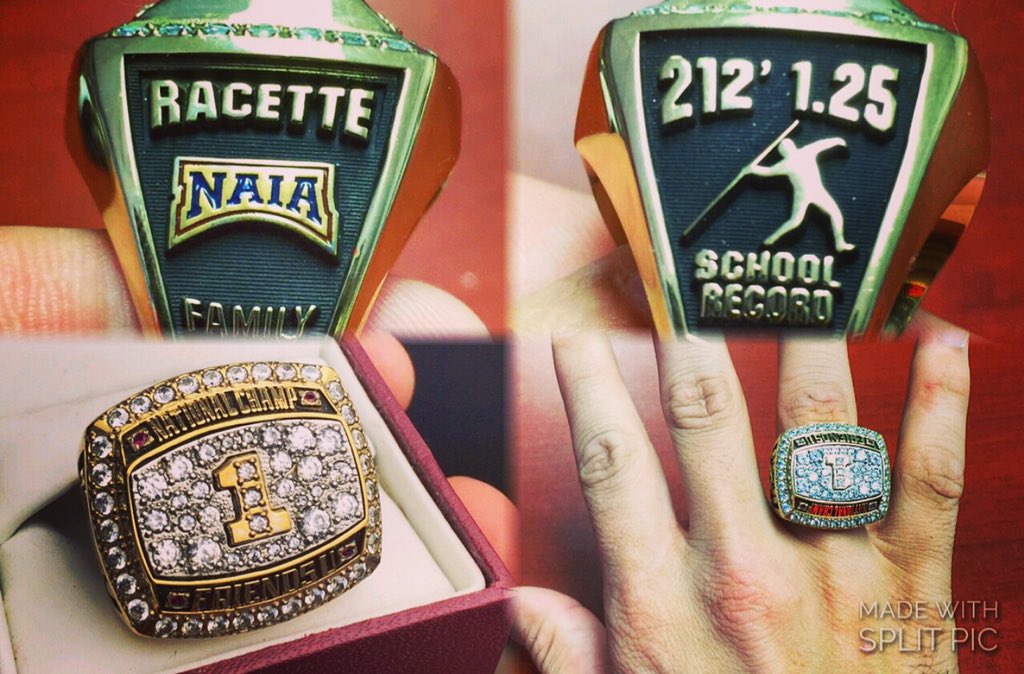 Coach___Davis's tweet photo. Special Delivery! Derek Racette's Ring to commemorate his National Title in the Javelin! #KCACRings @Play_NAIA https://t.co/6S4veszame