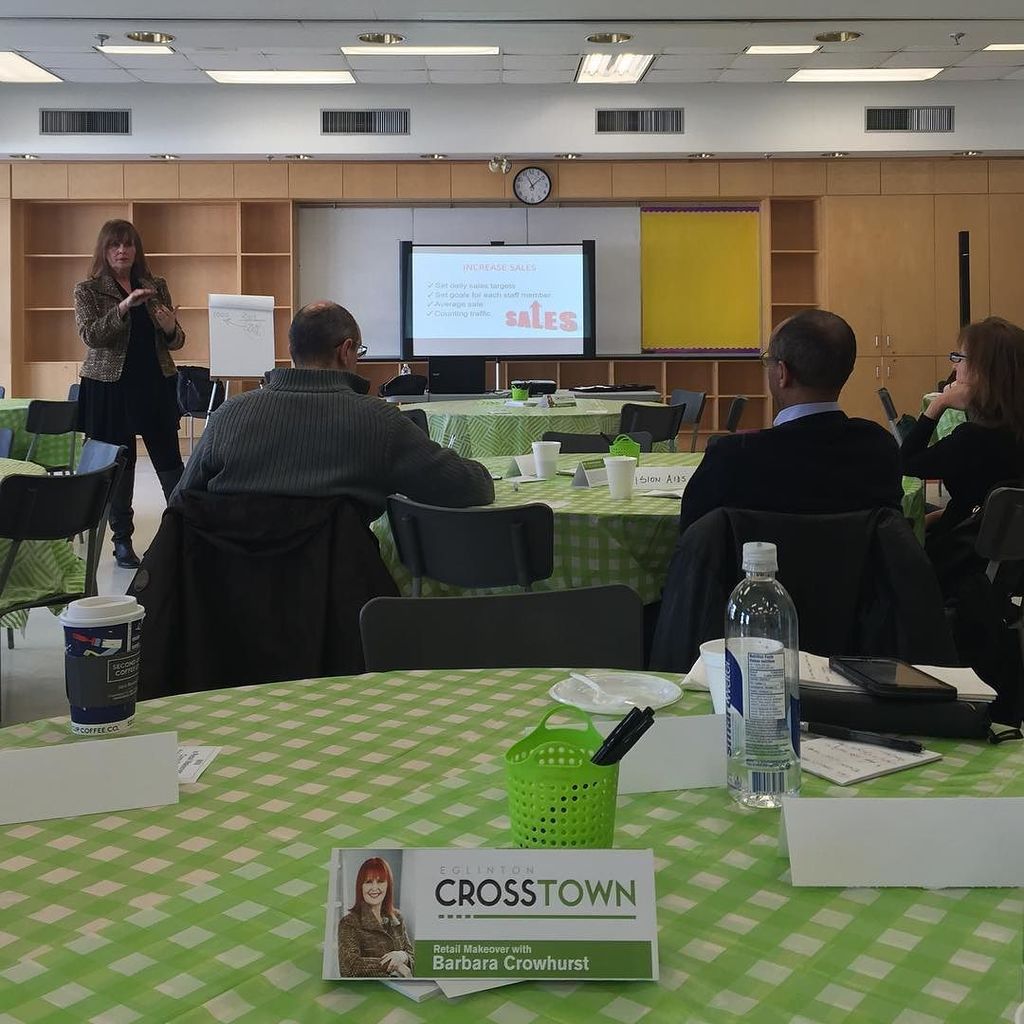 Mt_Pleasant_BIA's tweet photo. @Retailmakeover Barbara Crowhurst is sharing tips to boost #retail sales &amp; traffic with #eglintonretailers #shoploc… https://t.co/yoO5JndgIf