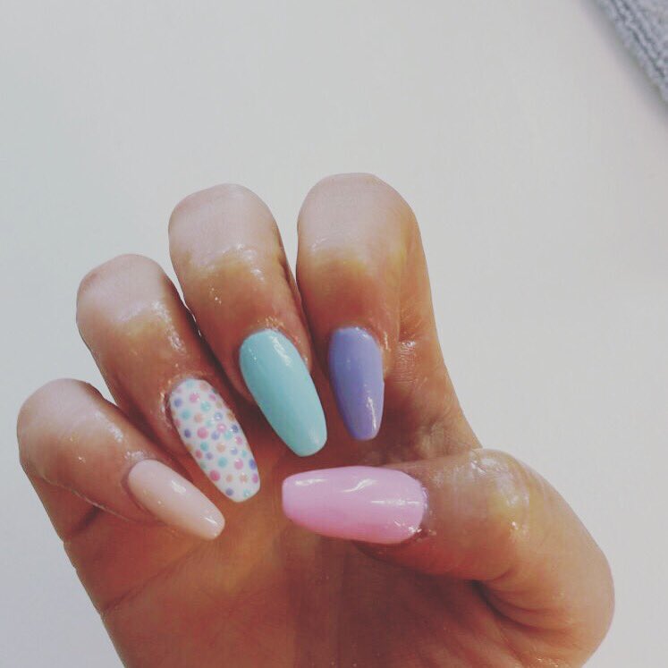 PowderRoomLiv's tweet photo. Spring nails , shellac (orly and opi) £22, acrylic £25 , acrylic and shellac £35 #shellacliverpool #acrylicliverpool https://t.co/sGstbRvkoP