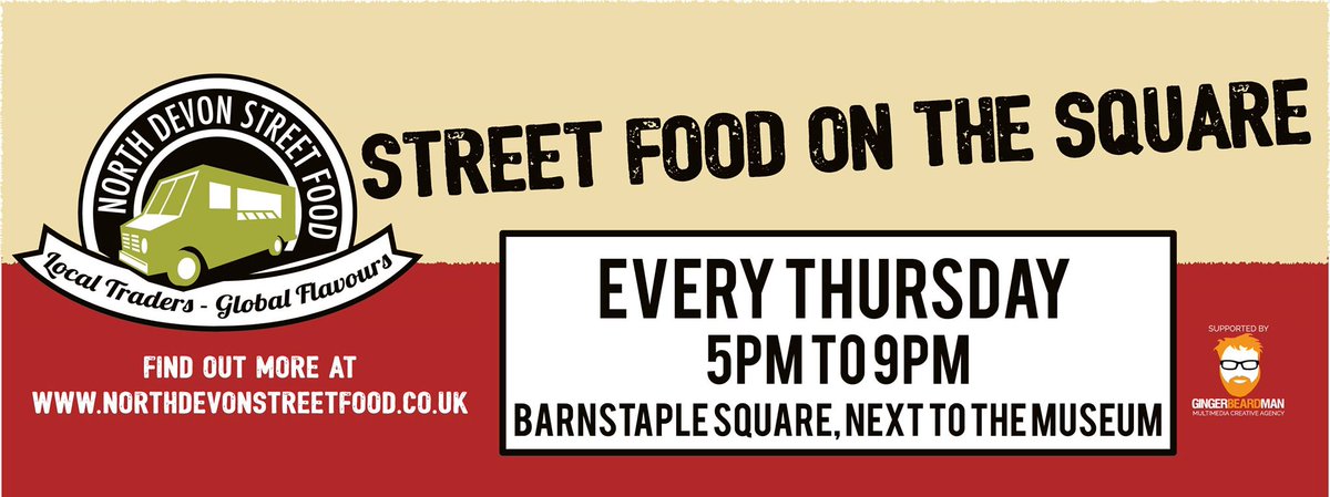 New to Barnstaple-Street Food on The Square every Thurs from 5pm-9pm, starting 7th April.