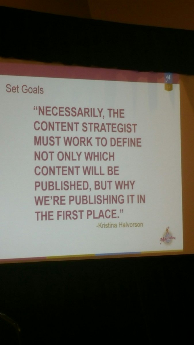 stevegasser's tweet photo. Set goals for your content marketing first #smbcmn @maccabeepr https://t.co/IezBdrr5AI