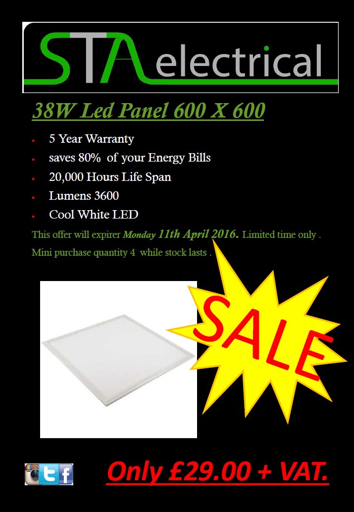 STA_electrical's tweet photo. Special Offer #led #panel #moneysaving #energysaving #office #sta #staelectrical #coolwhite #38W #6400K #Slough https://t.co/5G6B8HQRtX