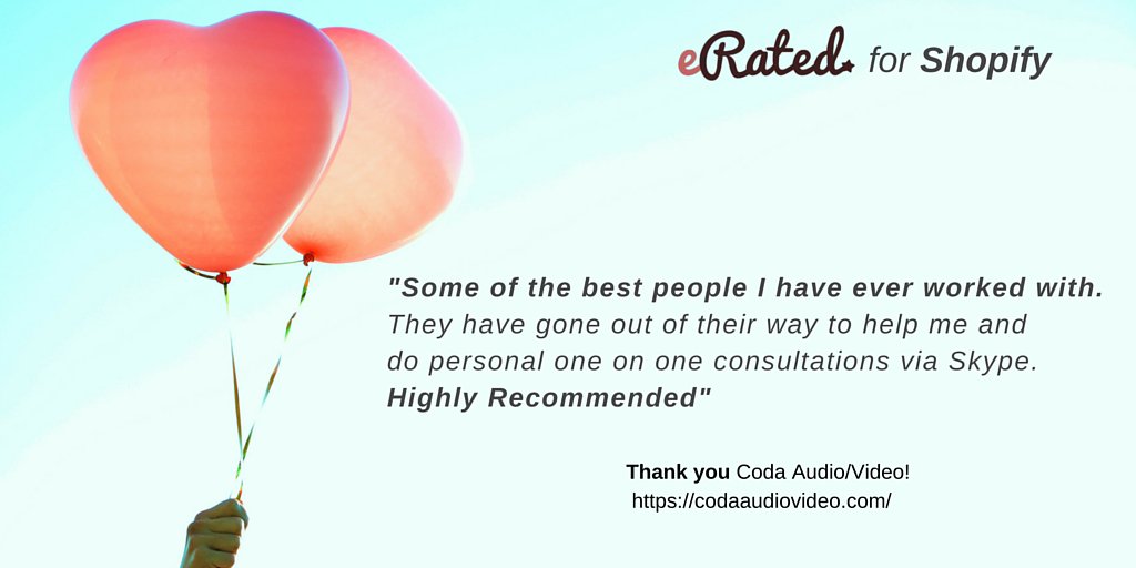 Thank you <a href="/codaaudiovideo/">Coda Audio Video</a> ! eRated #eCommerce #reviews solution on the <a href="/Shopify/">Shopify</a> App store apps.shopify.com/erated