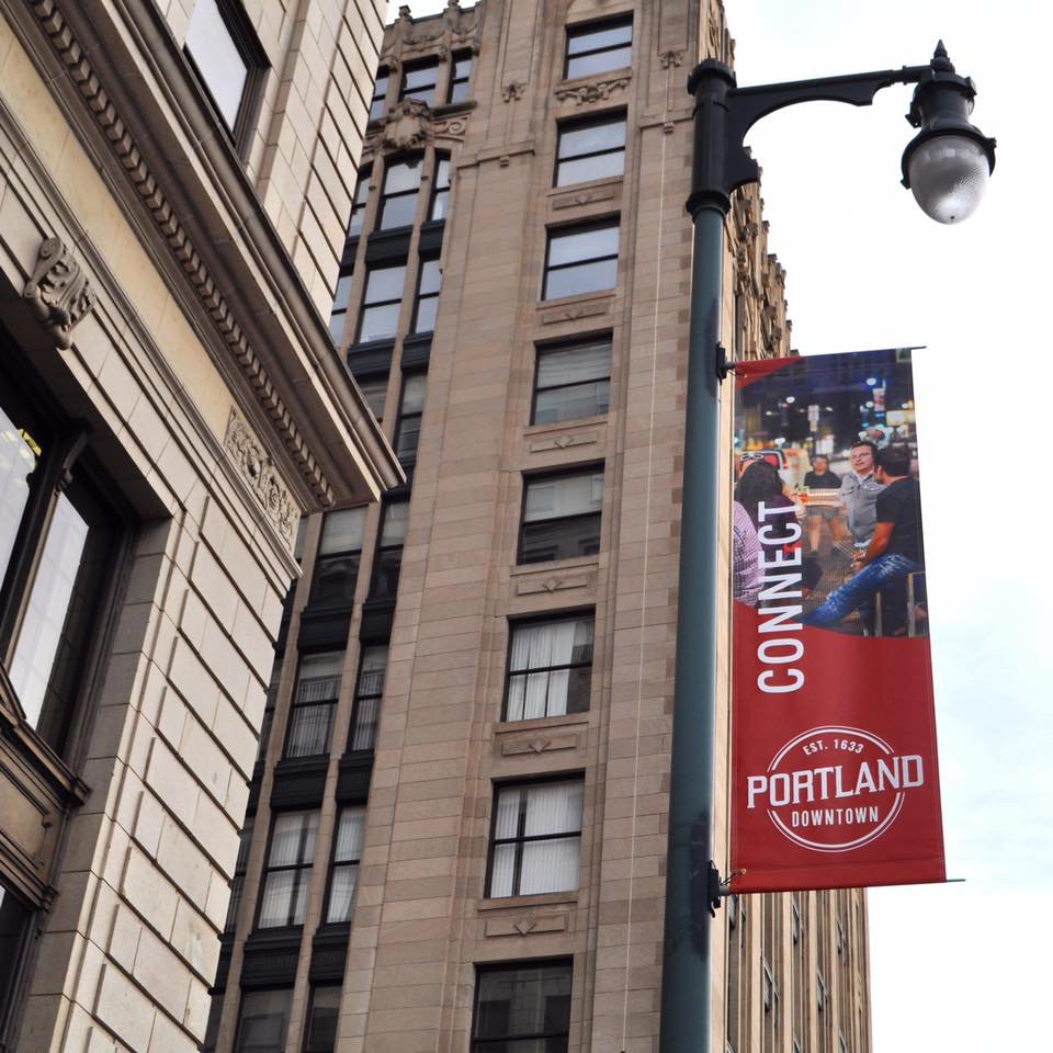 welchsign's tweet photo. Have you seen these banners in downtown @CityPortland? Thanks to @portlanddowntwn for choosing to work with us! https://t.co/bQV5lFUDyY