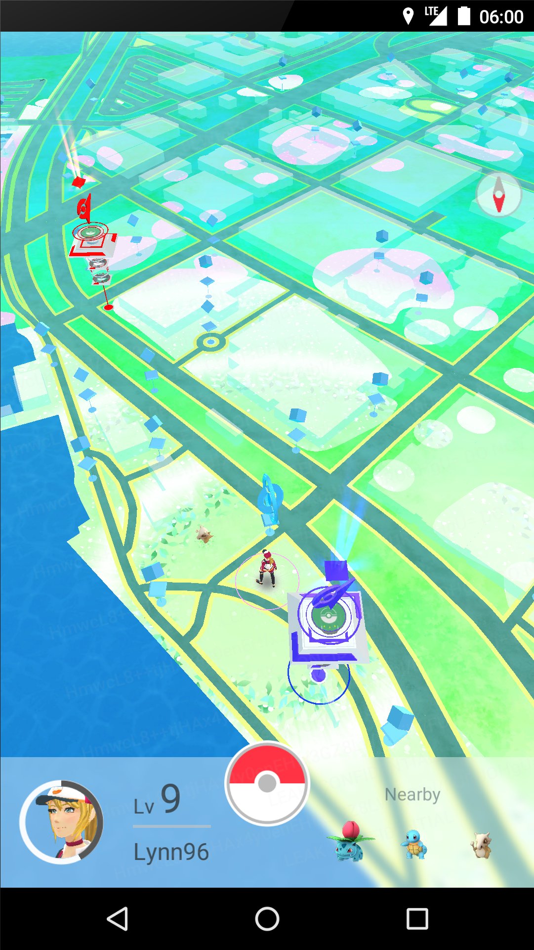 Screenshots of the Pokémon Go map.