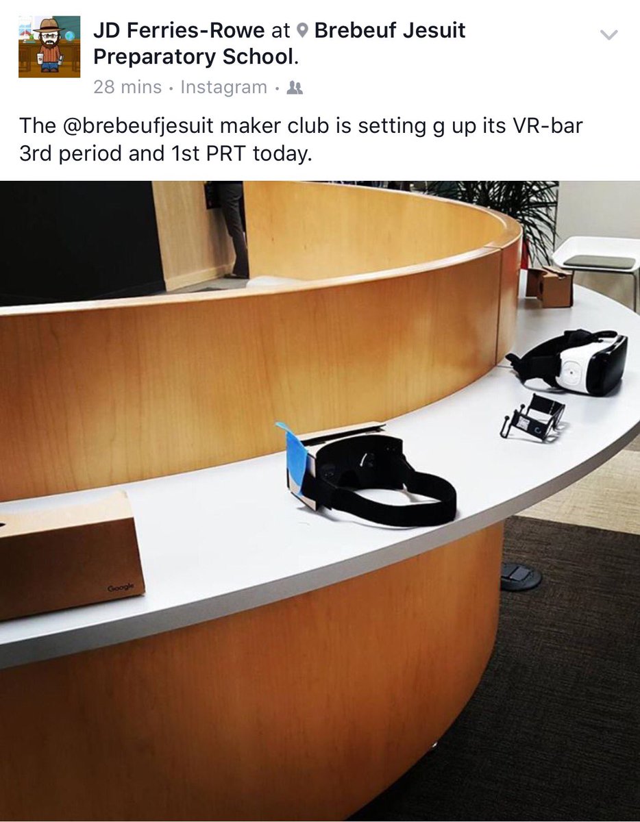 40ishoracle's tweet photo. Big day in Info Commons! Check out the VR @BrebeufJesuit  #makerspace #catholicedchat @jdferries https://t.co/pwa9ReN7aW