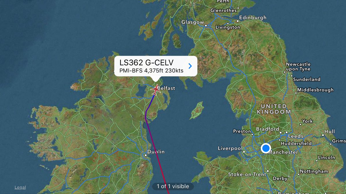 airlivenet's tweet photo. LIVE: Jet2 #LS362 has declared an emergency inbound to Belfast - cause unknown https://t.co/R1bWBKbVKj - @NikPhillips666