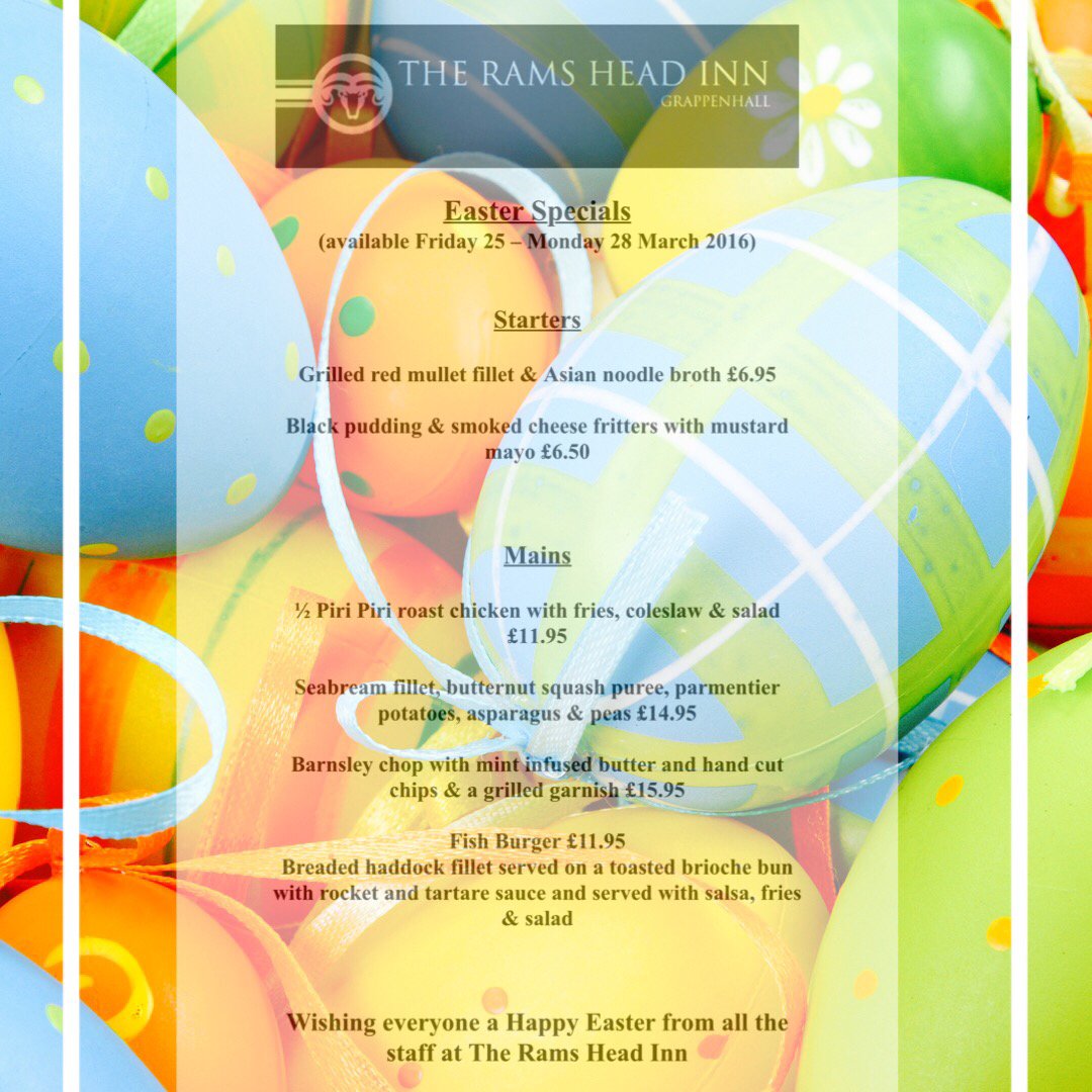 Our #EasterWeekend #BankHolidayWeekend specials will leave you spoiled for choice at your Ramshead Inn this weekend