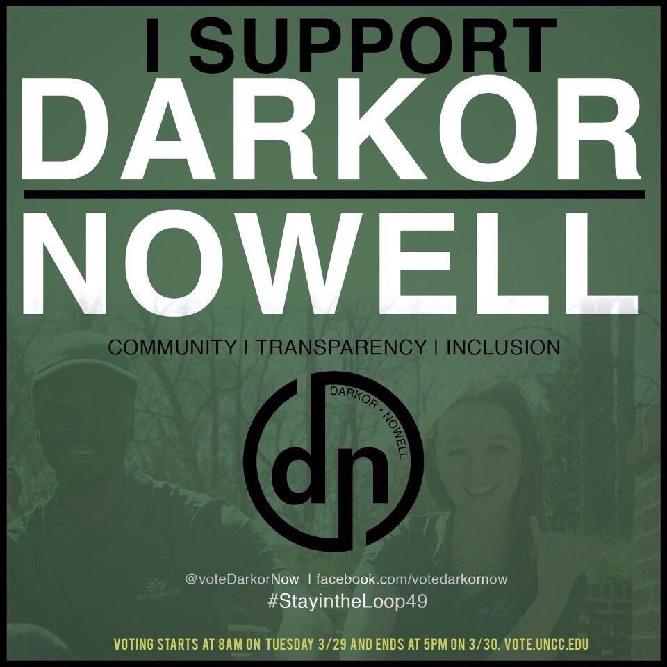 brantleybelk's tweet photo. Don't forget to vote y'all! Put our student body in the right hands w/ Darkor/Nowell!! #StayintheLoop49 https://t.co/4bgQQFMHMU