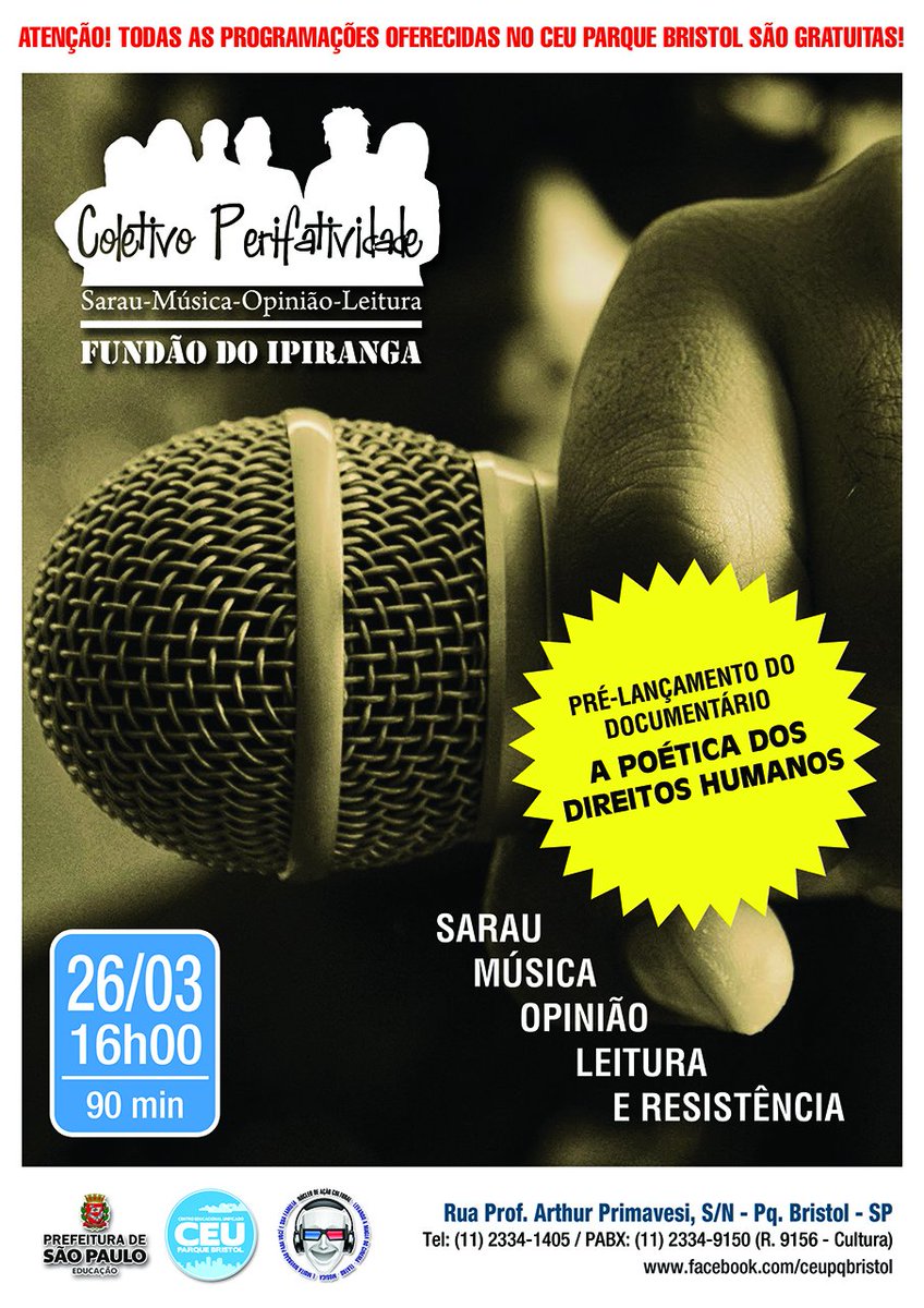 ceupqbristol's tweet photo. Sarau Perifatividade! Pré-lançamento do documentário "A Poética dos Direitos Humanos". https://t.co/ealDW4HpDk