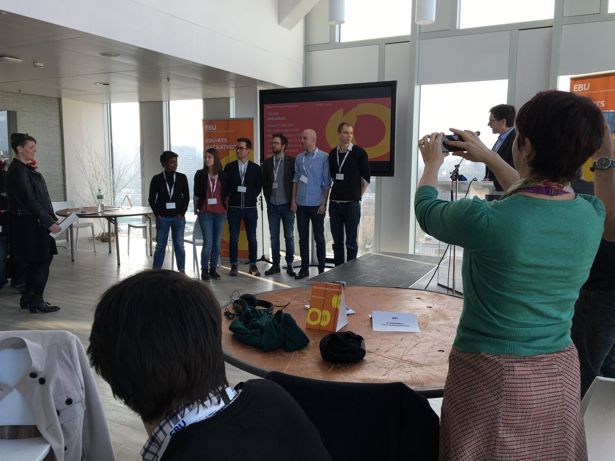 AMLoOpOo's tweet photo. And the #EBUhack winner is… Team Mosaic 👏👏 @luisjimr https://t.co/2fF59ugWP8