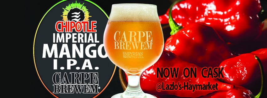 EmpyreanBrewing's tweet photo. We installed a permanent #caskbeer engine at @LazlosBrewGrill in the Haymarket. Now serving #CarpeBrewem Mango IPA https://t.co/MjilATdq6j
