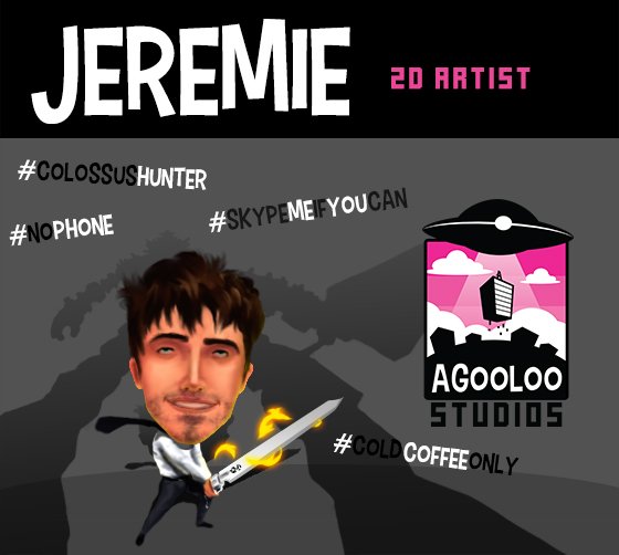 AgoolooStudios's tweet photo. Today we'll introduce you Jérémie, crazy 2D artist, the last coming dude of the #Agooloo family ! :)
#CapitalGames https://t.co/QUJUyvurMD