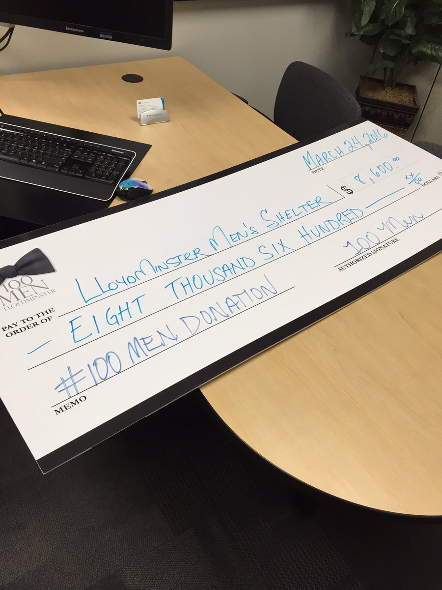 100menlloyd's tweet photo. Wow!!!   Getting ready to present $8,600 to the Lloydminster Men's Shelter on behalf of our members!   

#community https://t.co/AgIOf4aYiT