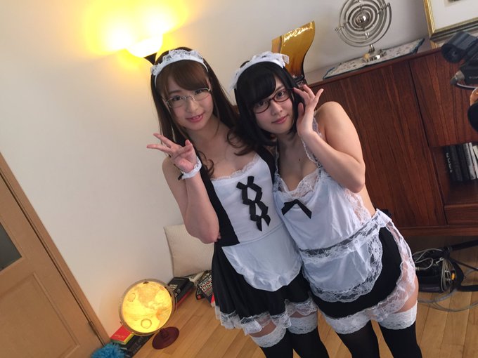 さきねぇちゃんとメイドさん風( ⁼̴̀꒳⁼̴́ )✧  オールアップでし！長丁場の撮影お疲れ様＆ありがとうございました✨ https://t.co/TlBEAc4bjS