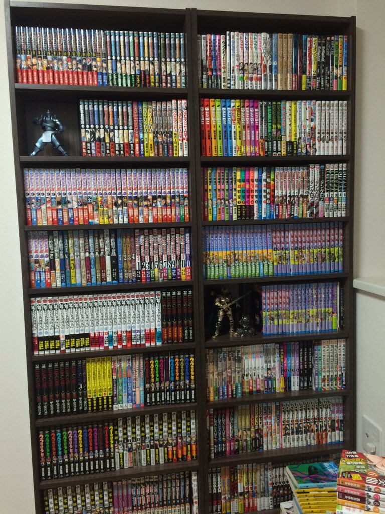 結騎 了 ついに本製作に乗り出した趣味部屋の本棚 ひとまず完成 漫画そのものをディスプレイしたかったので 収納 力より奥行きの薄さと高さを優先 案の定足りないので追加注文必至 ここに更にフィギュアやblu Rayや小説をぶち込んでいくぞ
