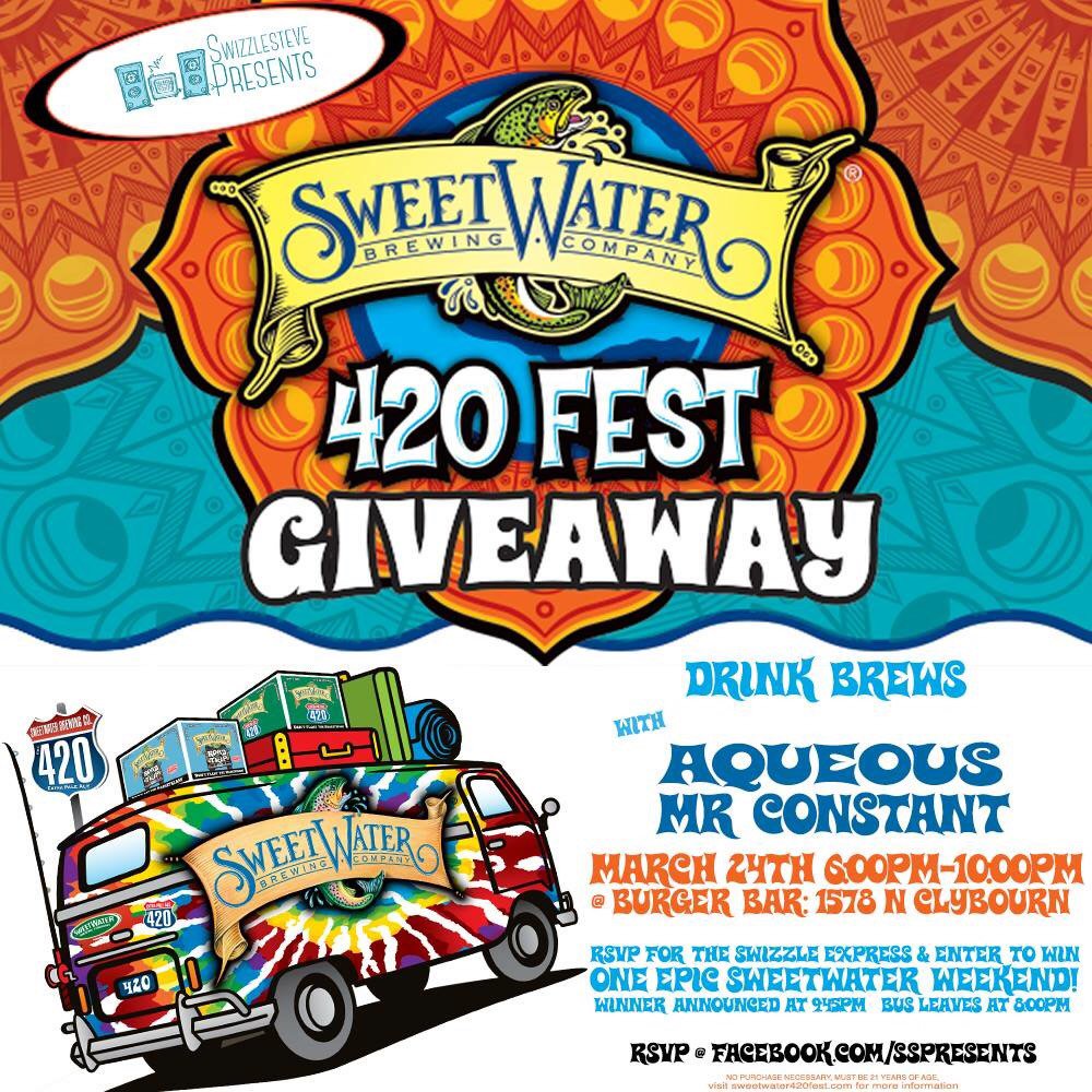 BurgerBarChi's tweet photo. Ride the FREE #swizzleexpress tonight from BurgerBarChicago Enter 2 win passes 2 @sweetwaterbrew 420 Festival in ATL https://t.co/pXpnqBXbZs