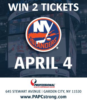 PAPCstrong's tweet photo. RT for a chance to WIN 2 @NYIslanders tix on 4/4! Winners will be announced 4/1 (Must be following) #Isles https://t.co/Epz5nWWqja
