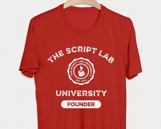 TheScriptLab's tweet photo. And the winner IS... DESIGN #2, w/38% of vote! Want one? Pledge $75 to our #TSLU campaign: https://t.co/IawR3vP0Qt https://t.co/TDKKQoBfEX