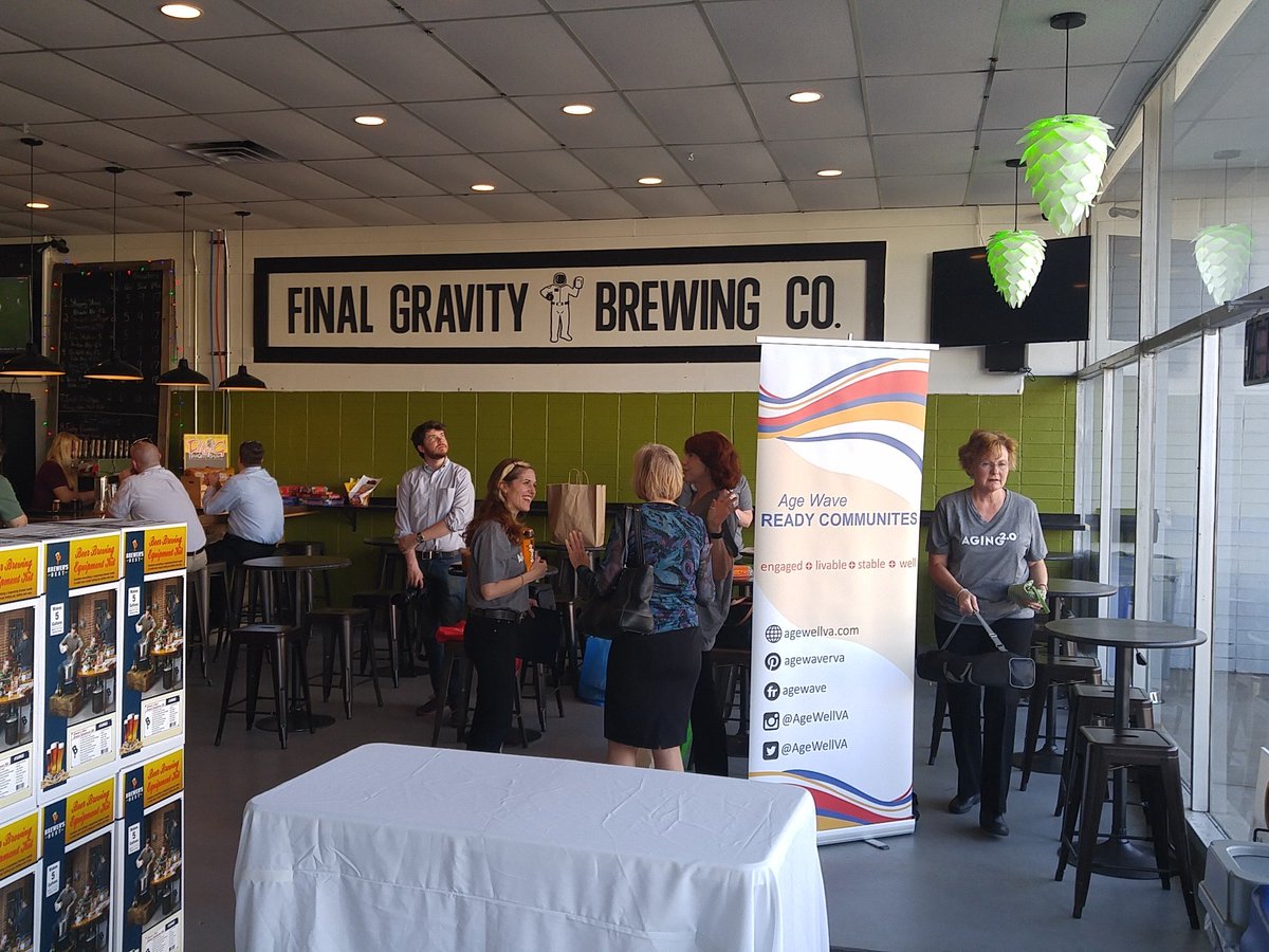 VCUGerontology's tweet photo. Getting set up at Final Gravity for #2pint0 https://t.co/J9EyiCQUSj