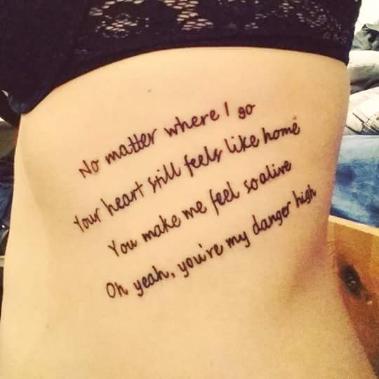 AMFOM's tweet photo. we are truly honoured at this ink of our lyrics! This is sick! Thanks Jess! <3 #tattoo #amfom https://t.co/81kHdw1Qwu