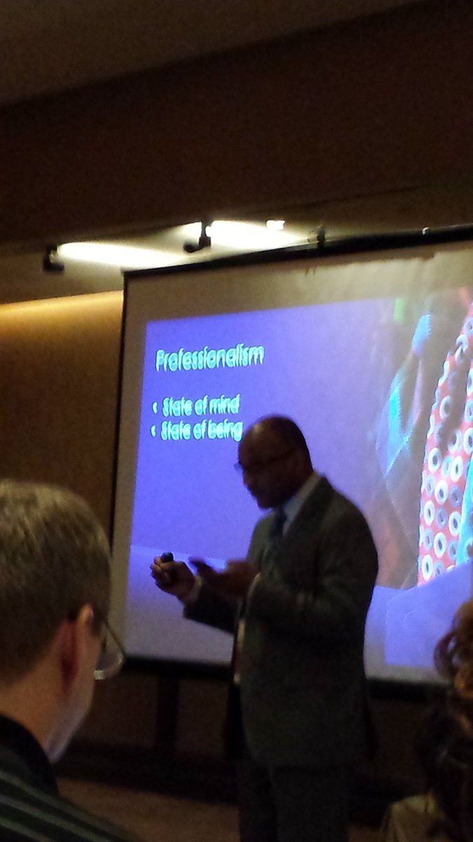 ttrumbower's tweet photo. #NBEA16 Maurice Henderson tells us that professionalism is a state of mind and a state of being. https://t.co/SlaEE1e6nh