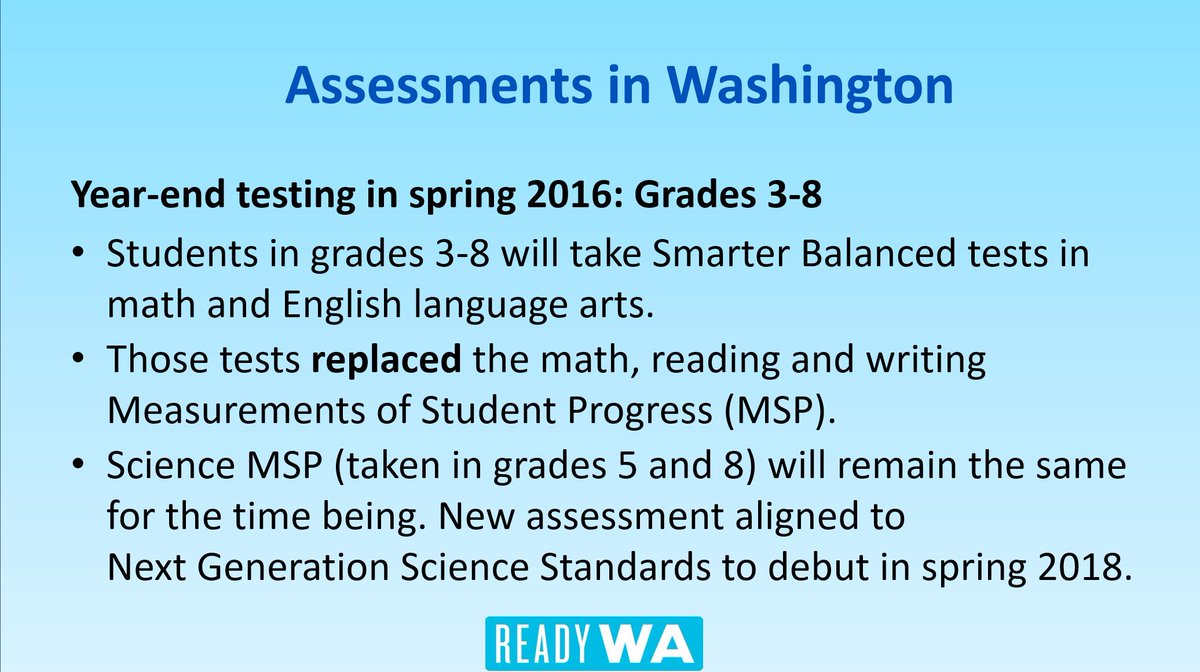 ReadyWA's tweet image. The basics on grades 3-8 state testing this year in WA: WAtesting.com #WAtesting #WAedu