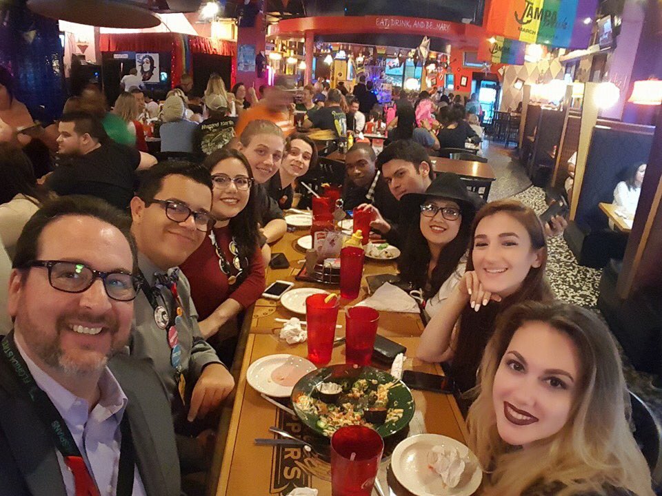 RYLEELEVINE_'s tweet photo. dinner at a gay bar, the cast of HSM, + da best ppl I know π #FLState2016 https://t.co/pETpqexP6m