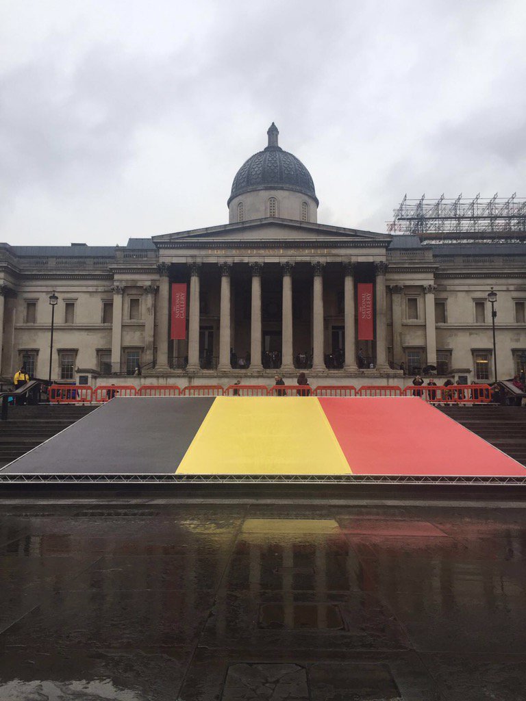 MayorofLondon's tweet photo. Trafalgar Sq ahead of a vigil tonight (6-10pm) to remember the victims of the Brussels attacks #JeSuisBruxelles https://t.co/Ay9D3caSLO