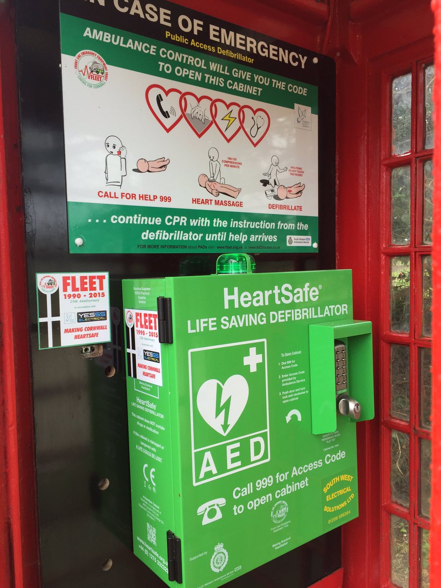 Another village Phonebox #AED lifesaver in #Penrose, #Cornwall, thanks to <a href="/fleetnorman/">Norman Trebilcock</a> and <a href="/daverich08/">Coast and Country</a>