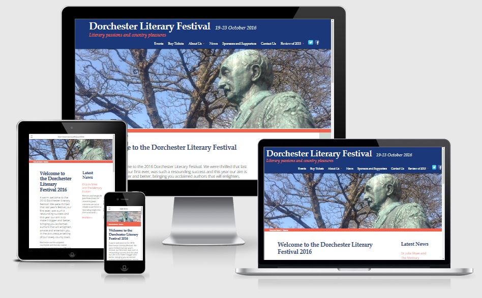 Alacrify's tweet photo. New Website for Dorchester Literary Festival 2016 launched by @alacrify  @DorchLitFest #ux #responsive design #DLF16 https://t.co/Yd0dSQNq20