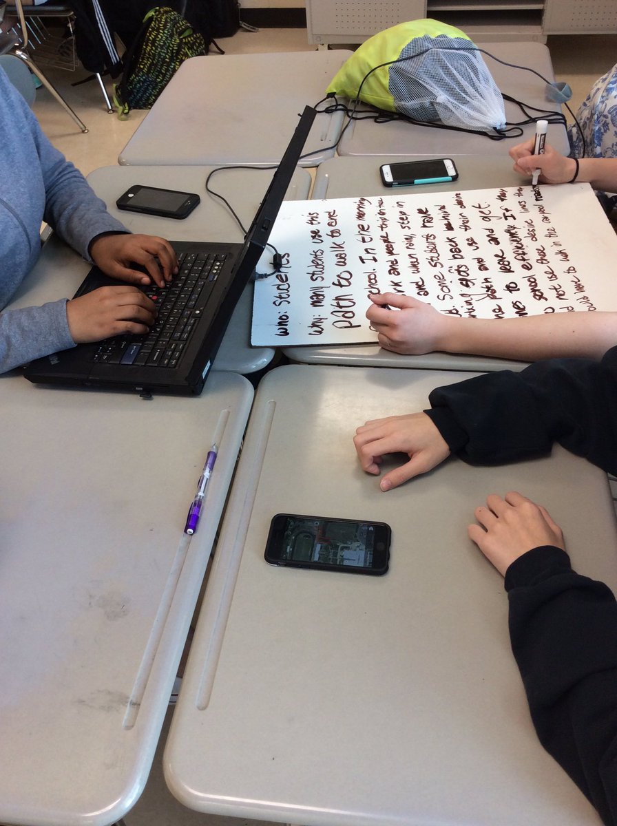 MsMoakleyEng's tweet image. Kudos to this #eng2 group for using new school (snapchat) and old school technology (whiteboard) to plan.