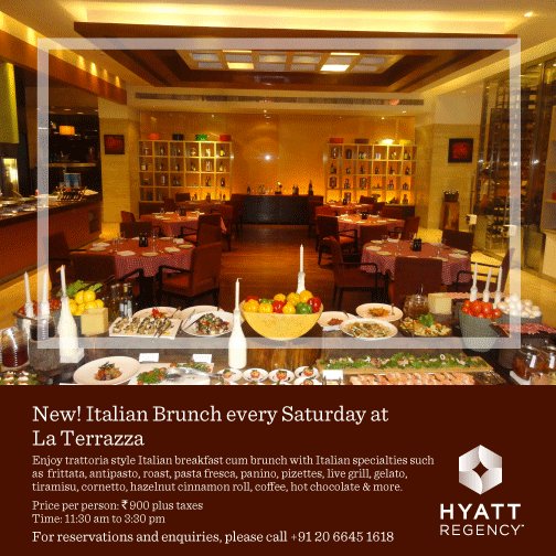 HyattRegencyPNQ's tweet photo. New #Italian #Brunch every #Saturday at La Terrazza!
#Yummy #GoItalian #weekend https://t.co/WzNHDlQfPf