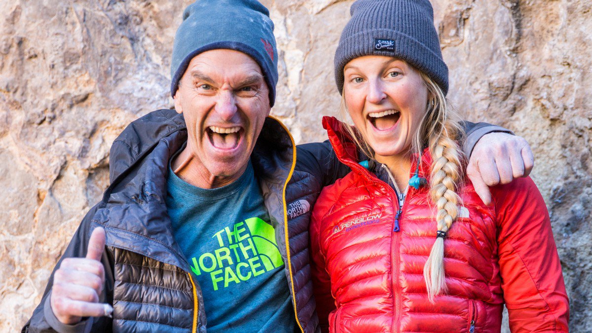 outsidemagazine's tweet photo. Pro climber @emilyaharringto helps her dad live his dream: https://t.co/cOOgRzXT6N https://t.co/GaMKvAIouf