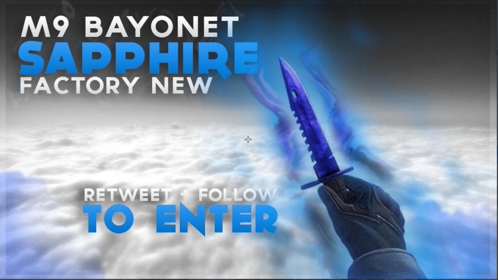 KNIFEGIVEAWAYS's tweet photo. M9 Bayonet Sapphire (FN) #CSGOgiveaway 

✔️ RT AND FOLLOW

✔️ Sub To: https://t.co/YodkNOzMEH

✔️ Tag Friends

✔️GL https://t.co/ZtS3v0rRUB