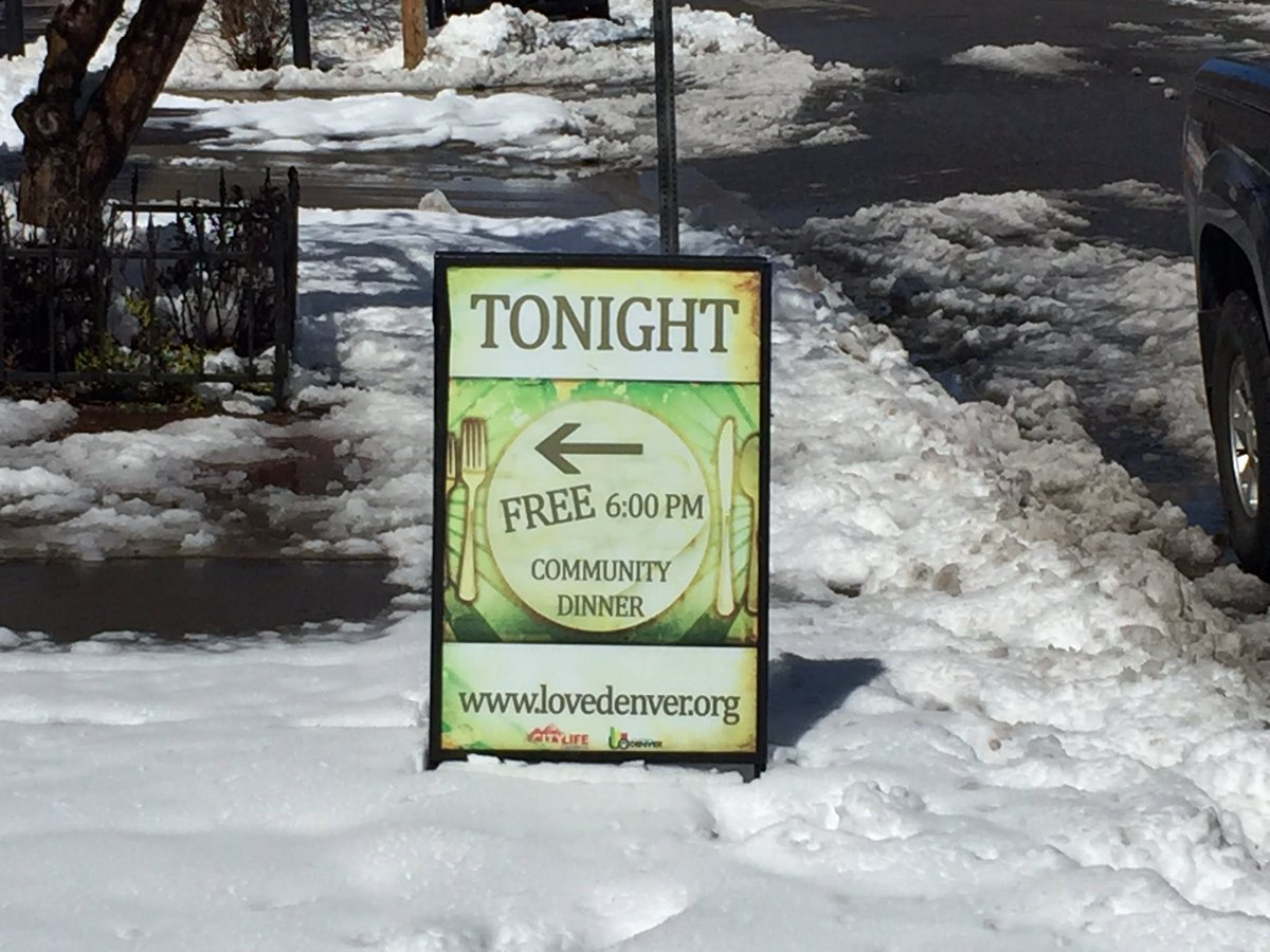 CityLifeDenver's tweet photo. It's bright and sunny today after a blizzard yesterday! See you for Community Dinner tonight! https://t.co/N4FBaL7hVG