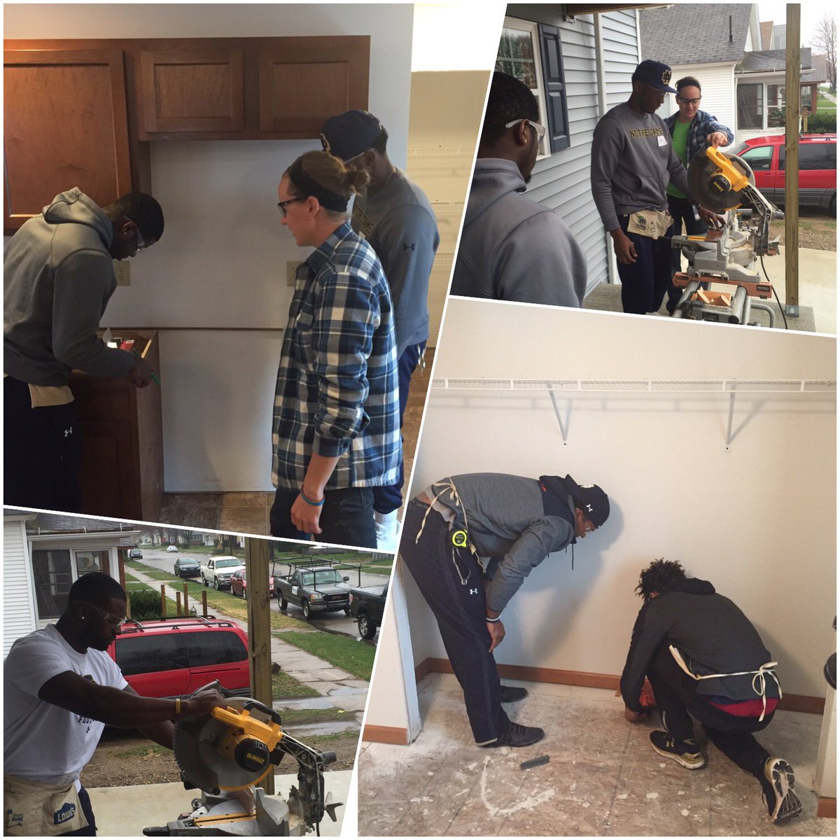 Josh, <a href="/DKizer_14/">DKizer14</a> &amp; the guys working on the Habitat for Humanity build! Measure twice, cut once!  #IrishAroundTheBend