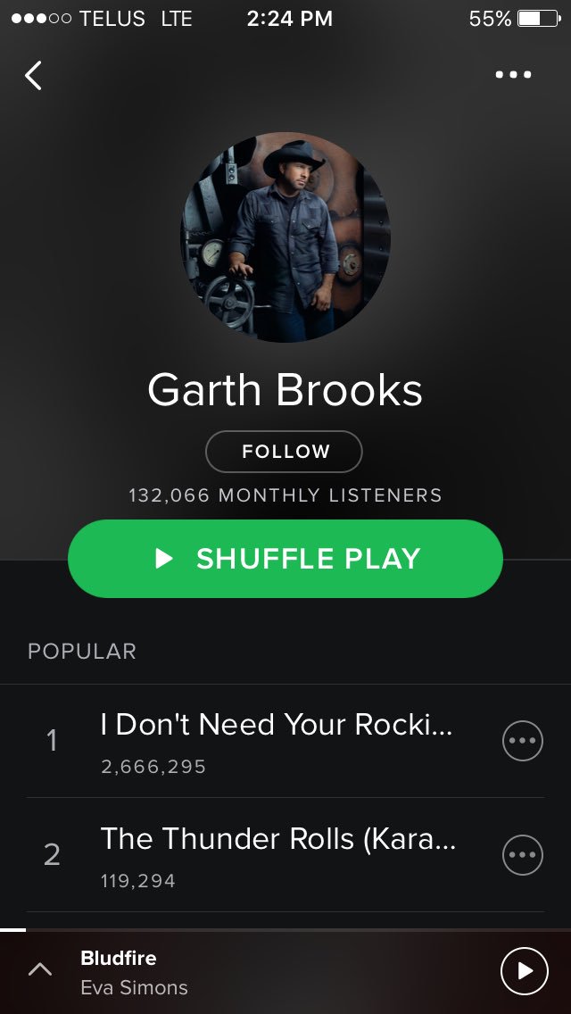 I suspect this playlist might be well used over the next 4 days!  #GarthBrooks in #HamOnt.  Don't drive - use #Uber!