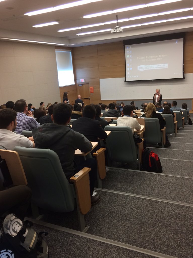 Chancellor Annette Verschuren is in the house today. She's discussing entrepreneurship and Corp life to a full house