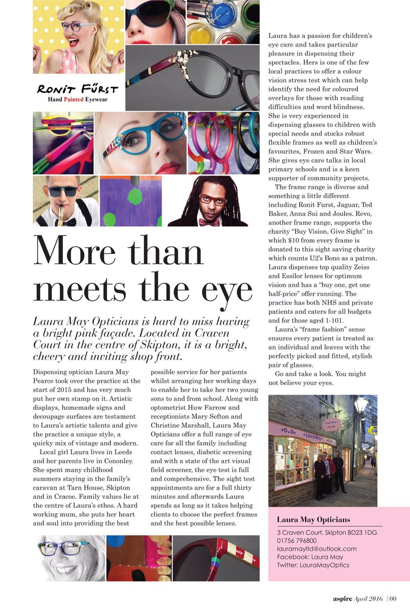 magazine_aspire's tweet photo. Unmissable feature this month all about @LauraMayOptics. Don't miss it! Out now!! 🤓 https://t.co/J5O2RxTmPT