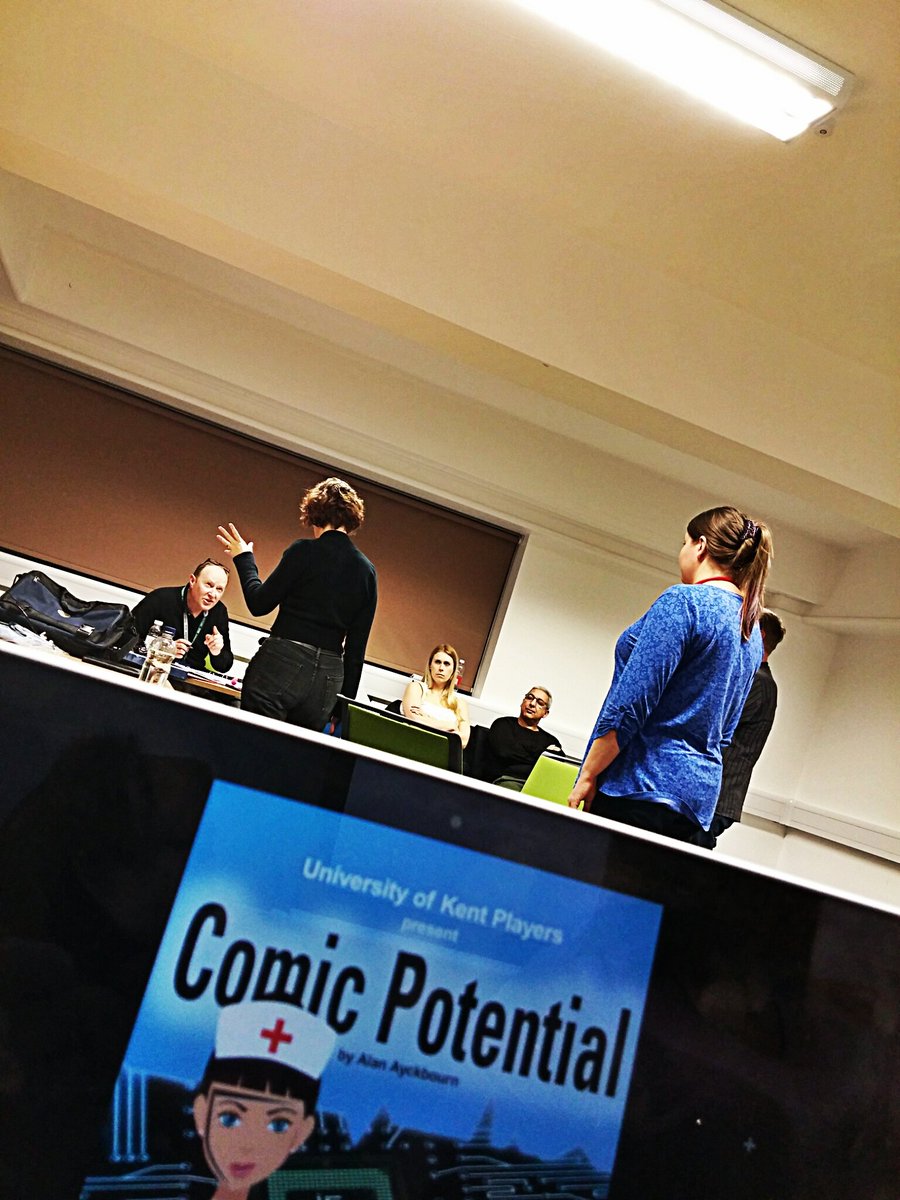 UniKentPlayers's tweet photo. Rehearsals underway! Not long until we're on stage @TheGulbenkian ! We'll be supporting @kentblind! #comicpotential https://t.co/ZIUP94VSoF