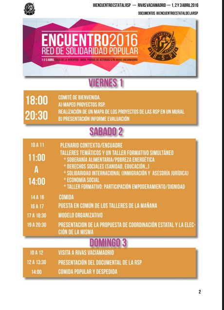 RSPValencia's tweet photo. Programa del III Encuentro Estatal de la @RedSolidaridad en Rivas el 1, 2 y 3 de Abril #Solidaridad https://t.co/tLF6awrkoz