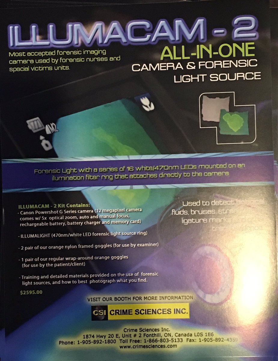 No1LadyL's tweet photo. Cool stuff, awesome quality from CSI Crime Sciences Inc, Canada! #Illumacam #EVAWI2016 Get one you too!! https://t.co/vHV1RG4jSc