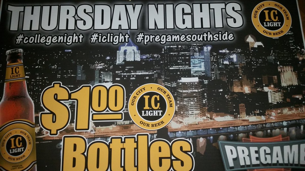 PregameBar's tweet photo. $1 I.C light bottles at 1501 Sarah street in the @southsidepgh @BarJutsu @Allthingspitts1 @NightlifePGH https://t.co/oKt4xwJCD9